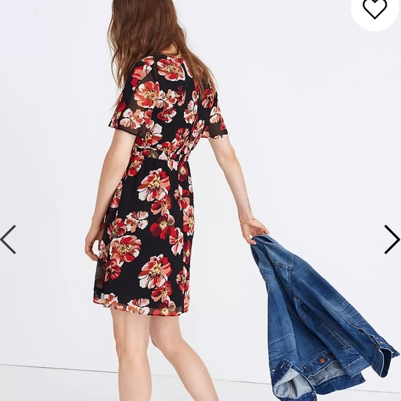 MADEWELL TULIP-SLEEVE IN FRENCH ROSE FAUX-WRAP MINI DRESS SIZE 2 - Picture 4 of 16